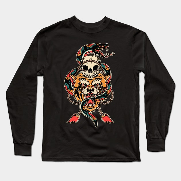 Snake Tiger king Long Sleeve T-Shirt by ILLUSTRA.13